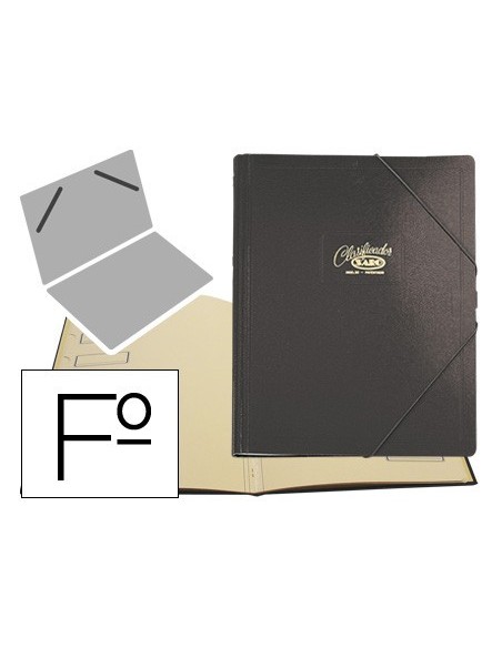 CARPETA CLASIF.CARTON COMPACTO SARO FL.NEGRA 12 DEPARTAMENTOS