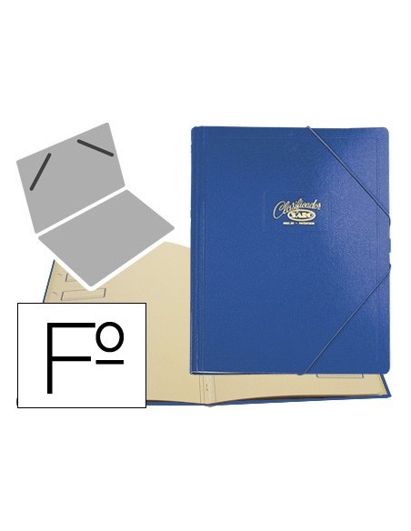 CARPETA CLASIF.CARTON COMPACTO SARO FL.AZUL 12 DEPARTAMENTOS