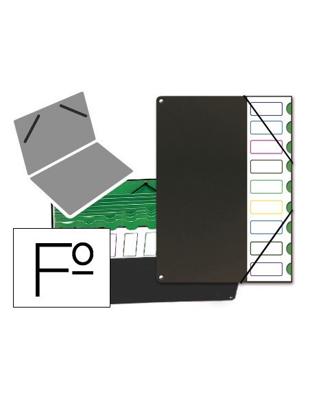 CARPETA CLASIF.TAPA PLASTICO PARDO FL.-9 DEPARTAMENTOS NG.