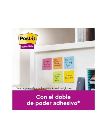 BLOC NOTAS ADH.POST-IT SUPER STICKY 76X76MM 6UD 90H. COL.SURT.