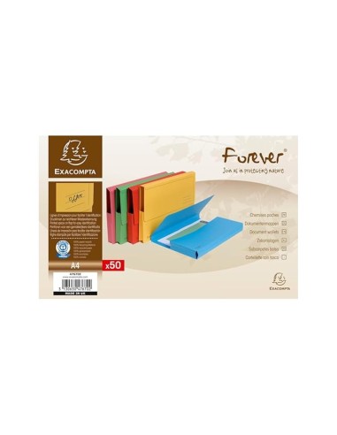 SUBCARPETA A4 290 GR. EXACOMPTA C/BOLSA COLORES SURTIDOS C/50