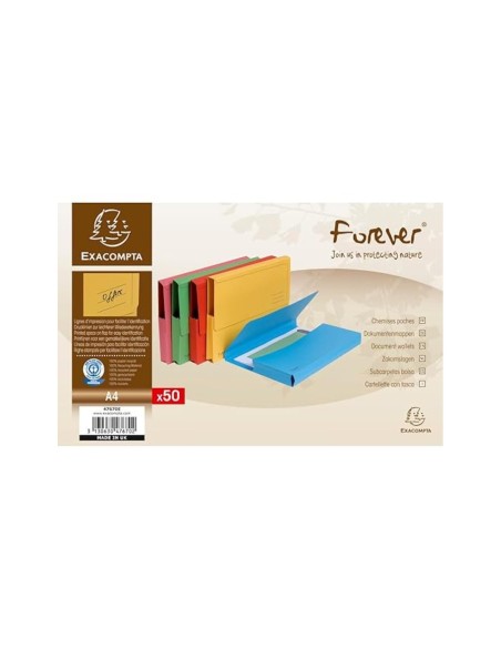 SUBCARPETA A4 290 GR. EXACOMPTA C/BOLSA COLORES SURTIDOS C/50