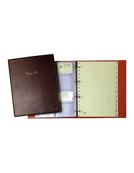 TARJETERO EXTRAGRANDE PARDO FL.320 TARJETAS SIMIL-PIEL NEGRO