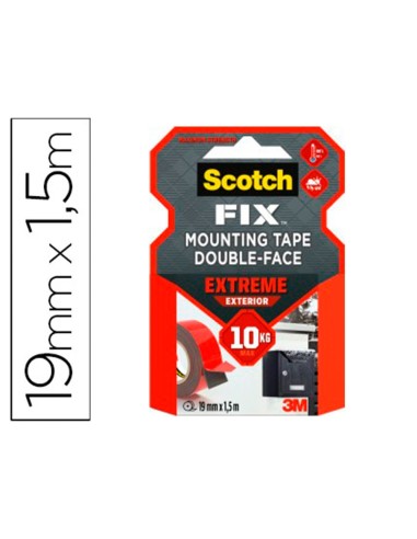 SOPORTE ADH.CINTAS SCOTCHDOBLE CARA SUPERRESISTENTE ROLLO 19 MM X 1.5