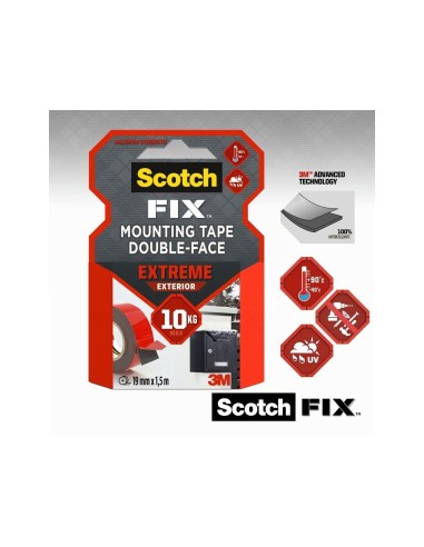 SOPORTE ADH.CINTAS SCOTCHDOBLE CARA SUPERRESISTENTE ROLLO 19 MM X 1.5