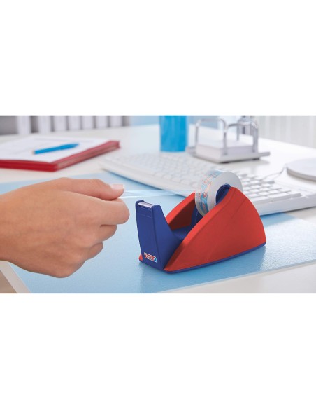 PORTARROLLOS SOBREM.TESA ROJO-AZUL C/CUCHILLA CORTE RECTO PARA ROLLOS