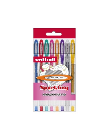 BOLIGRAFO UNI BALL UM-120 SIGNO 0,7 MM TINTA GEL ESTUCHE 8 COL PURP