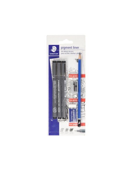 ROTULADOR STAEDTLER MICROMETRICO 308 NG.BLISTER 3 UND+GOMA LAPIZ