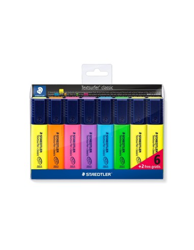 ROTULADOR STAEDTLER TEXTSURFER 364 FLUOR.BOLSA 6 UD.SURT.+ 2 REGALO