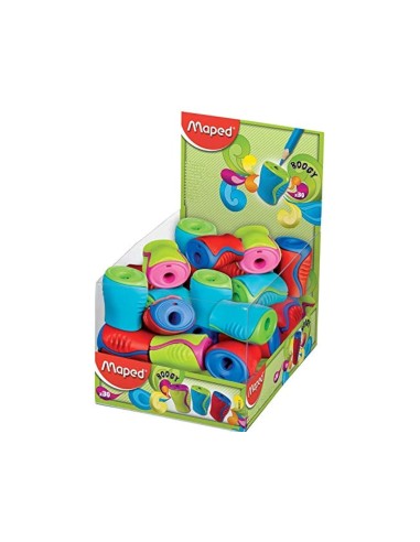 SACAPUNTAS PLASTICO MAPED BOOGY UN USO C/DEPOSITO COL.SURT.