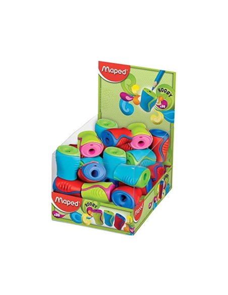 SACAPUNTAS PLASTICO MAPED BOOGY UN USO C/DEPOSITO COL.SURT.
