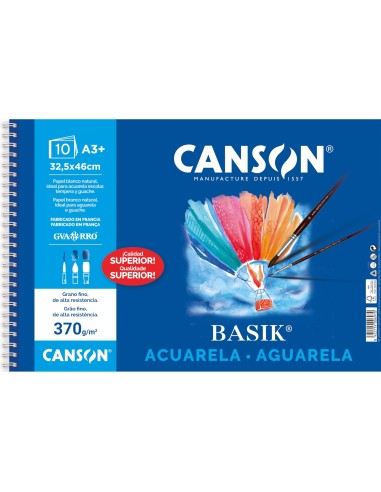 CUADERNO ESP. CANSON DIBUJO A3 ACUARELA 10H. 370GR.