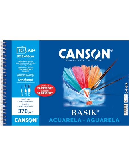 CUADERNO ESP. CANSON DIBUJO A3 ACUARELA 10H. 370GR.