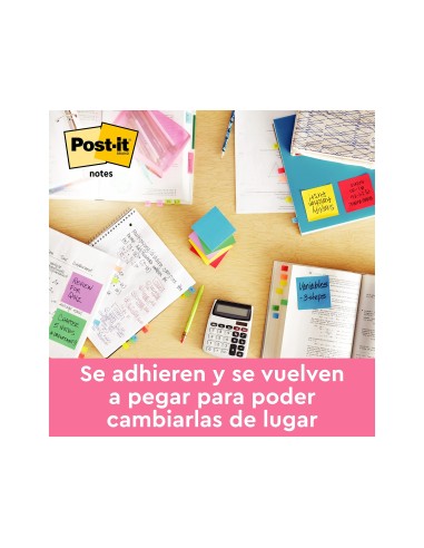 BLOC NOTAS ADH. POST-IT 76X76MM 100H. FUC. NEON