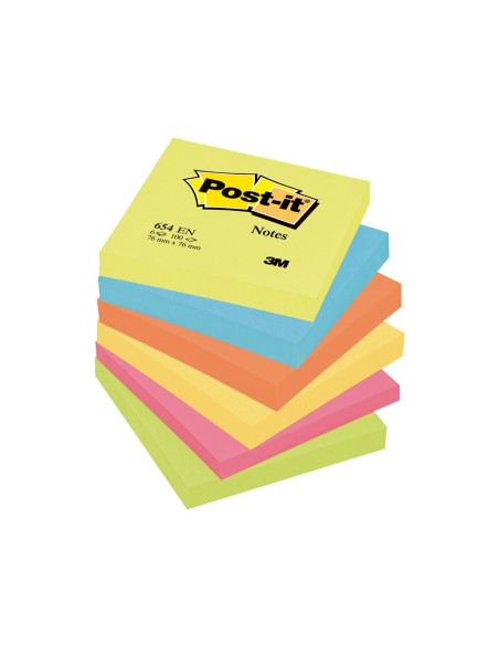 BLOC NOTAS ADH. POST-IT 76X76MM 6UD. 100H. COL.SURT. NEON