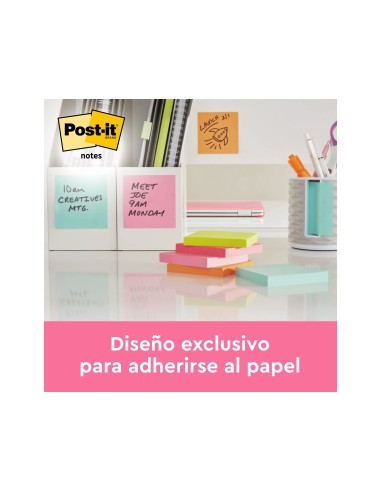 BLOC NOTAS ADH. POST-IT 76X76MM 6UD. 100H. COL.SURT. NEON