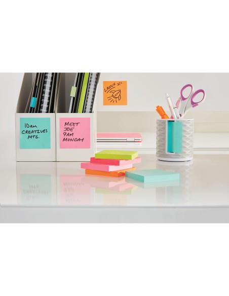 BLOC NOTAS ADH. POST-IT 76X76MM 6UD. 100H. COL.SURT. NEON