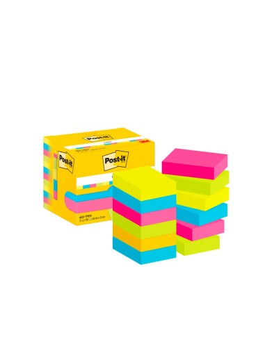 BLOC NOTAS ADH. POST-IT 38X51MM 12UD. 100H. COL.SURT. NEON