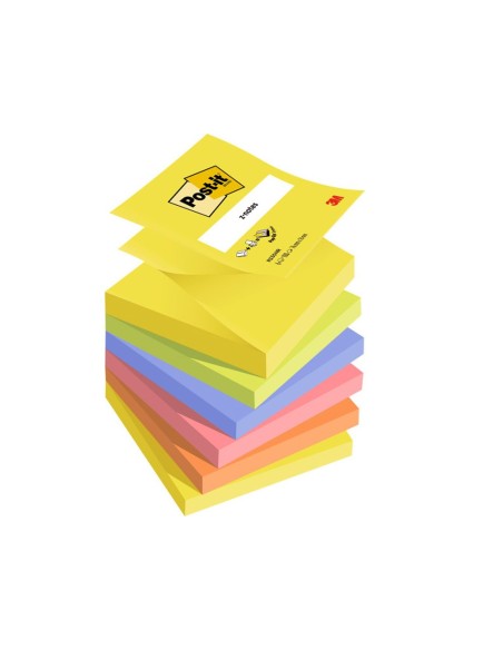 BLOC NOTAS ADH. POST-IT 76X76MM Z-NOTES 6UD 100H. COL.SURT. INTENSO