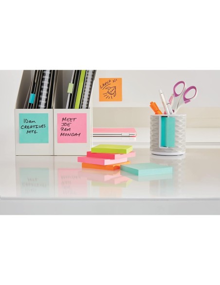 BLOC NOTAS ADH. POST-IT 76X76MM Z-NOTES 6UD 100H. COL.SURT. INTENSO