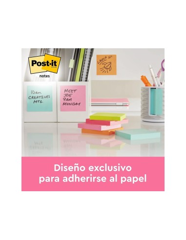 BLOC NOTAS ADH. POST-IT 76X76MM Z-NOTES 6UD 100H. COL.SURT. INTENSO