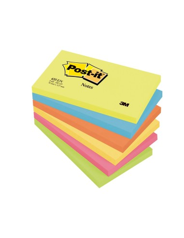BLOC NOTAS ADH. POST-IT 76X127MM 6UD.100H. COL. SURT.