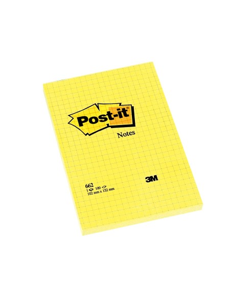 BLOC NOTAS ADH. POST-IT 102X152MM CUADRICULADO 100H. AM.