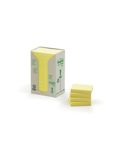 BLOC NOTAS ADH. POST-IT 38X51MM PAPEL RECICLADO 24UD. 100H. AM.