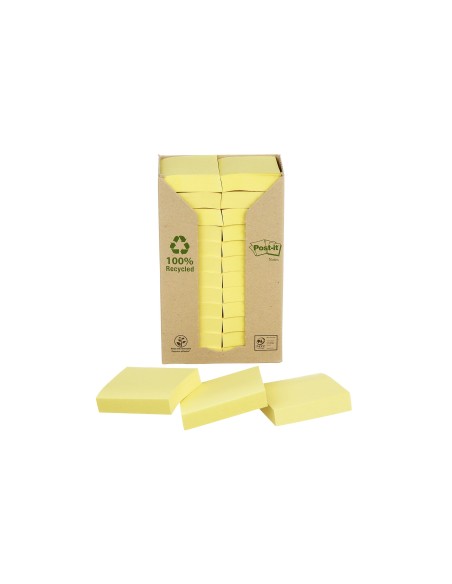 BLOC NOTAS ADH. POST-IT 38X51MM PAPEL RECICLADO 24UD. 100H. AM.