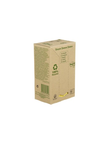 BLOC NOTAS ADH. POST-IT 38X51MM PAPEL RECICLADO 24UD. 100H. AM.