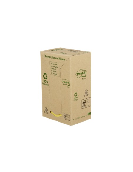 BLOC NOTAS ADH. POST-IT 38X51MM PAPEL RECICLADO 24UD. 100H. AM.