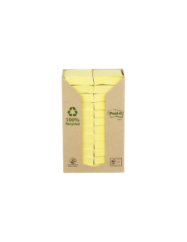 BLOC NOTAS ADH. POST-IT 38X51MM PAPEL RECICLADO 24UD. 100H. AM.