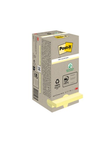 BLOC NOTAS ADH. POST-IT 76X76MM PAPEL RECICLADO 16UD. 100H. AM.