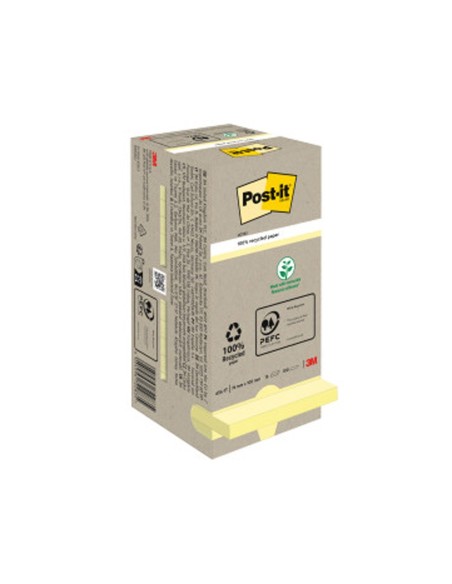 BLOC NOTAS ADH. POST-IT 76X76MM PAPEL RECICLADO 16UD. 100H. AM.