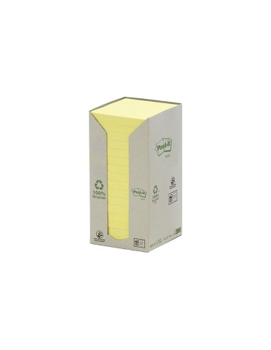 BLOC NOTAS ADH. POST-IT 76X76MM PAPEL RECICLADO 16UD. 100H. AM.