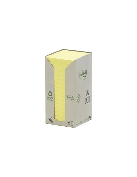 BLOC NOTAS ADH. POST-IT 76X76MM PAPEL RECICLADO 16UD. 100H. AM.