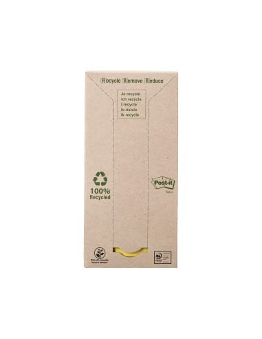 BLOC NOTAS ADH. POST-IT 76X76MM PAPEL RECICLADO 16UD. 100H. AM.