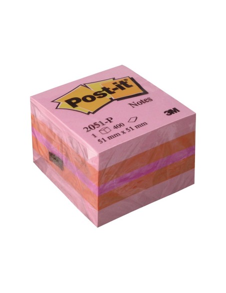 BLOC NOTAS ADH. POST-IT 51X51MM MINICUBO 400H. ROSA
