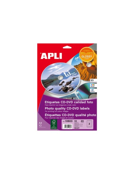 ETIQUETA ADH. APLI 10603 CD-ROM 117MM 10H.