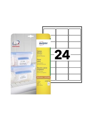 ETIQUETA ADH. AVERY L7970-25 63,5X33,9MM CONGELADOR BL. 600UD.