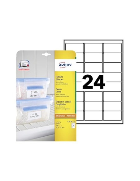 ETIQUETA ADH. AVERY L7970-25 63,5X33,9MM CONGELADOR BL. 600UD.