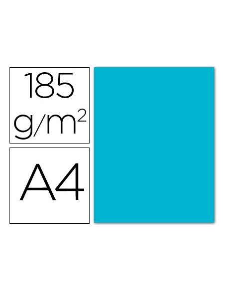 CARTULINA GUARRO DIN A4 AZUL TURQUESA 185 GR PAQUETE 50 H 200040170