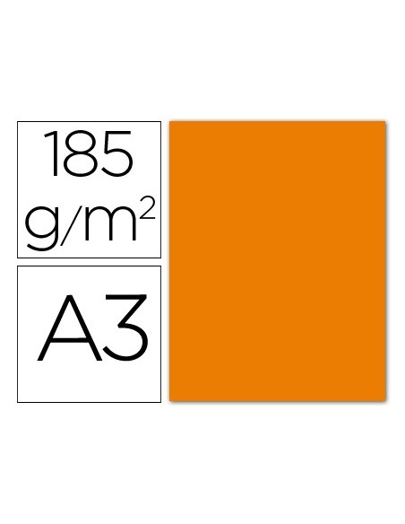 CARTULINA GUARRO DIN A3 NARANJA 185 GR PAQUETE 50 H 200040188