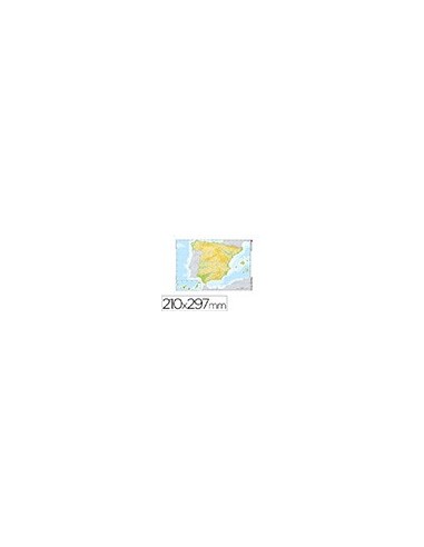 MAPA MUDO COLOR DIN A4 ESPAÑA FISICO