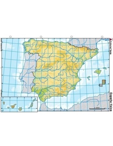 MAPA MUDO COLOR DIN A4 ESPAÑA FISICO