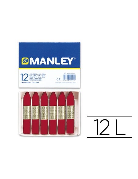 LAPICES CERA MANLEY UNICOLOR CARMIN PERMANENTE CAJA 12 N.10 MNC04533