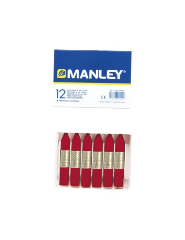 LAPICES CERA MANLEY UNICOLOR CARMIN PERMANENTE CAJA 12 N.10 MNC04533