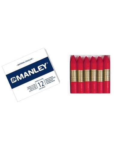 LAPICES CERA MANLEY UNICOLOR CARMIN PERMANENTE CAJA 12 N.10 MNC04533