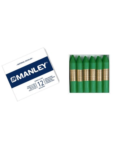 LAPICES CERA MANLEY UNICOLOR VERDE ESMERALDA -CAJA DE 12 N.24
