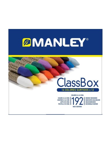 LAPICES CERA MANLEY CAJA DE 192 UNIDADES 16 COLORES SURTIDOS